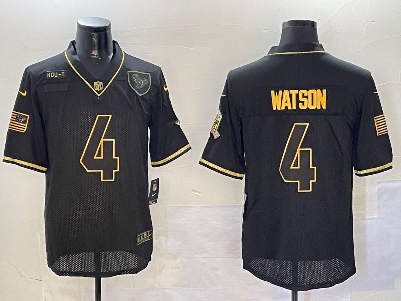 Men Houston Texans #4 Watson Black Gold 2024 Nike Limited NFL Jersey style 0108